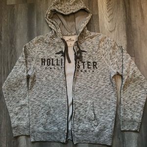 Hollister Men’s Logo Zip Hoodie Heather Gray Med